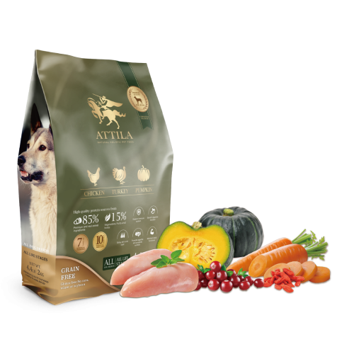 ATTILA 阿提拉狗糧 Chicken & Turkey & Pumpkin 雞肉+火雞肉+南瓜 2kg 無穀全齡狗糧 (LA3200) 訂貨需時2-3天